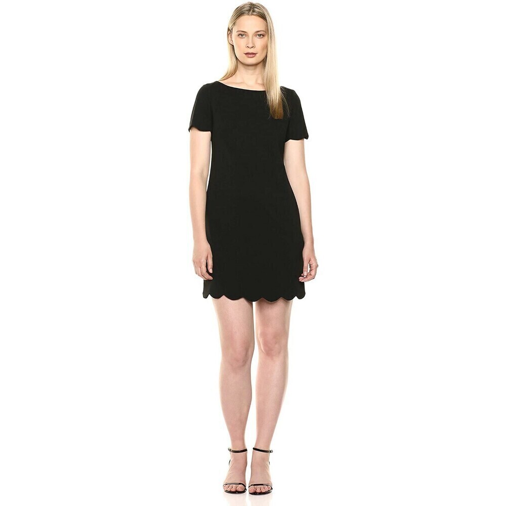 Kasper Women's Stretch Crepe Dress With Bottom Scallop Detail Black Size 12 $129